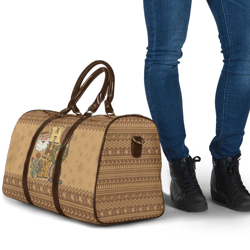 Western Cowboy Christmas Travel Bag Cowboy Santa Ho Ho Ho Retro - Wonder Print Shop