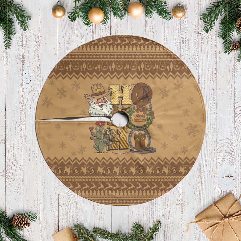 Western Cowboy Christmas Tree Skirt Cowboy Santa Ho Ho Ho Retro - Wonder Print Shop