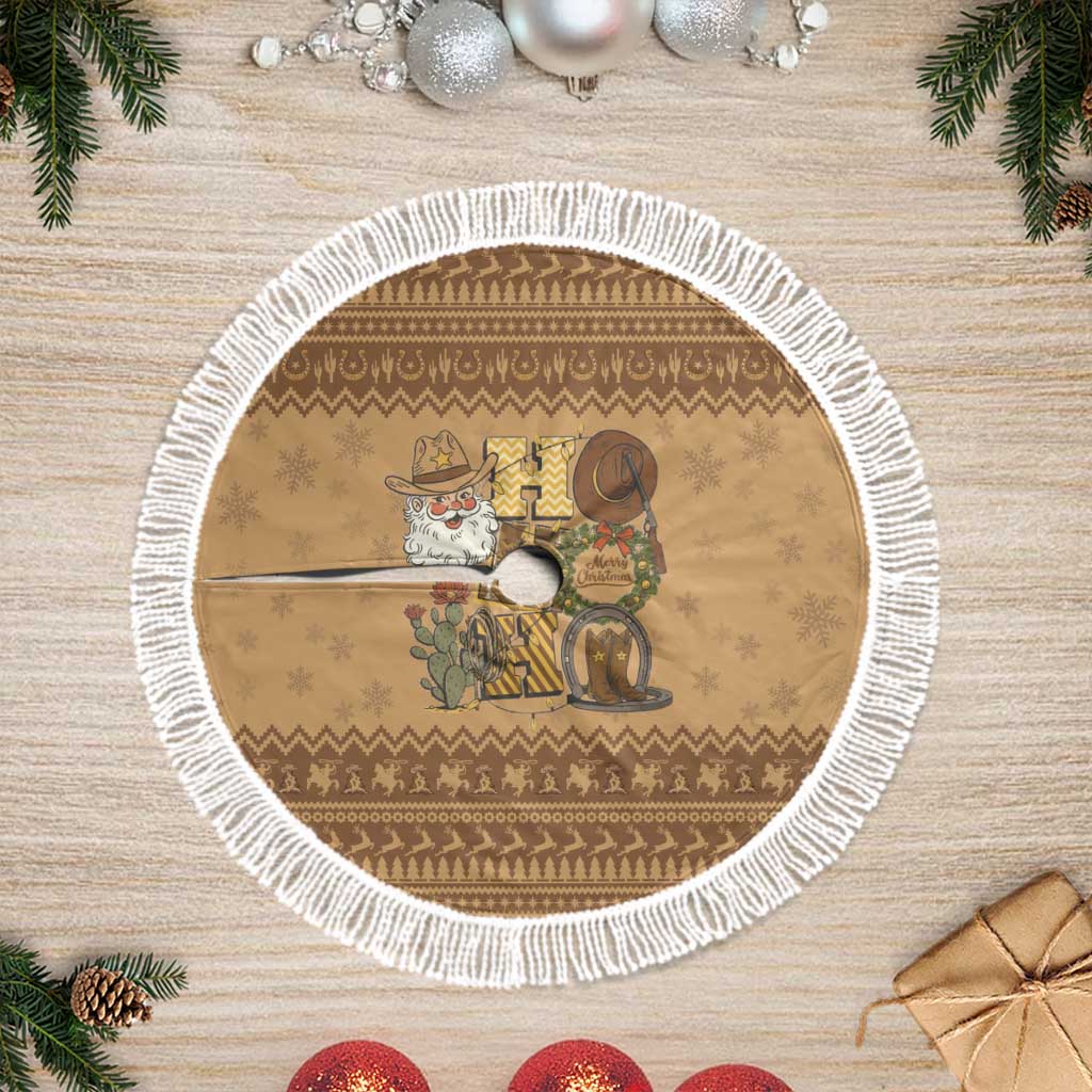 Western Cowboy Christmas Tree Skirt Cowboy Santa Ho Ho Ho Retro - Wonder Print Shop