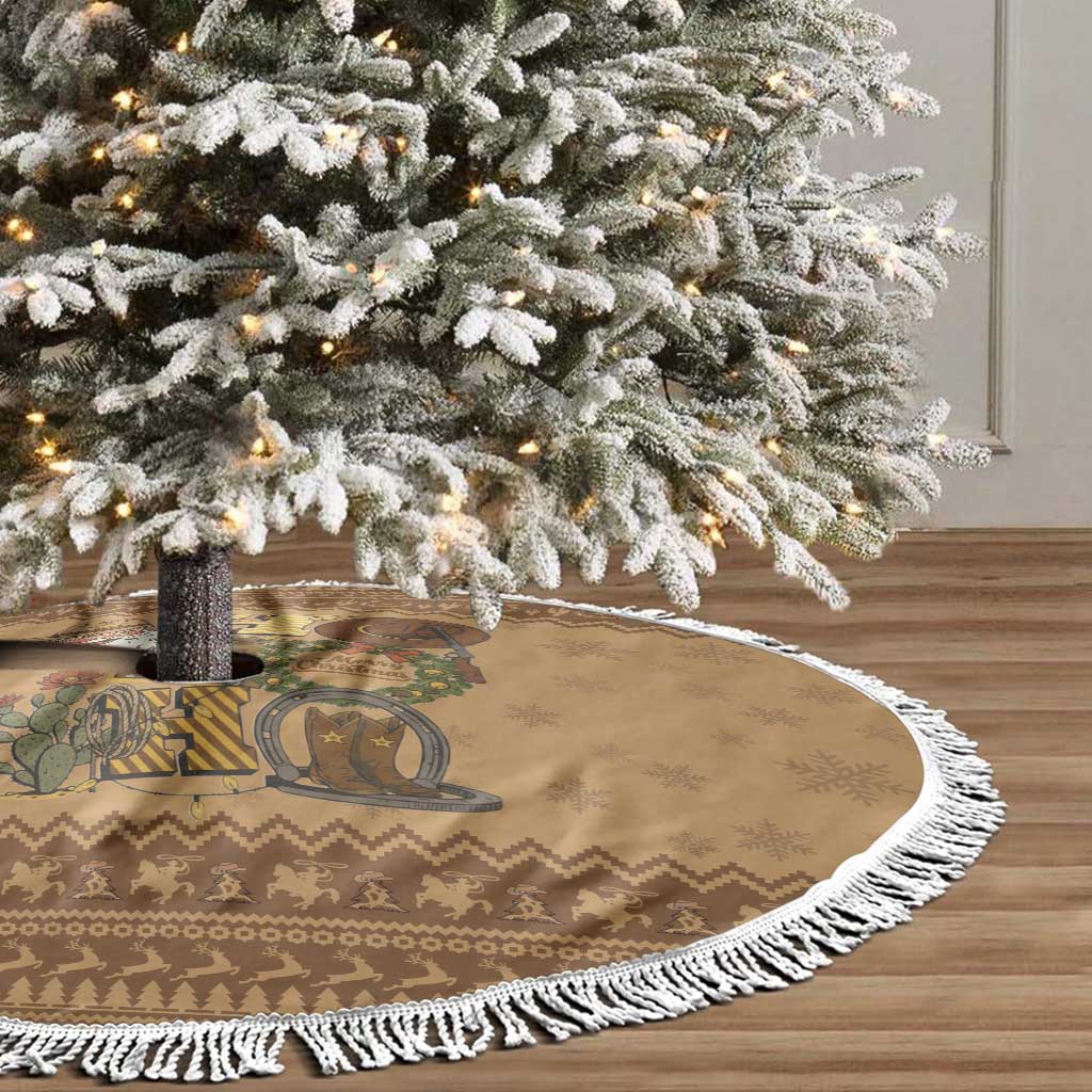Western Cowboy Christmas Tree Skirt Cowboy Santa Ho Ho Ho Retro - Wonder Print Shop