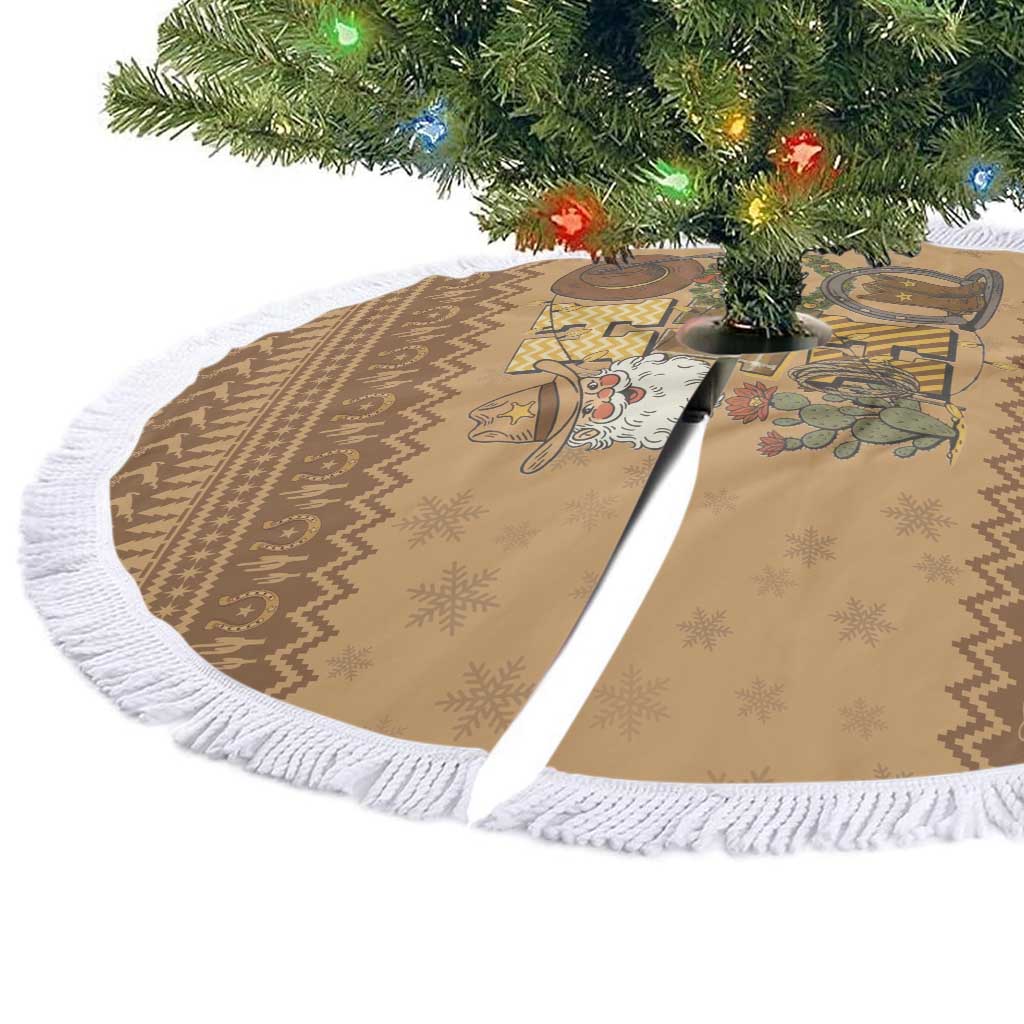 Western Cowboy Christmas Tree Skirt Cowboy Santa Ho Ho Ho Retro - Wonder Print Shop