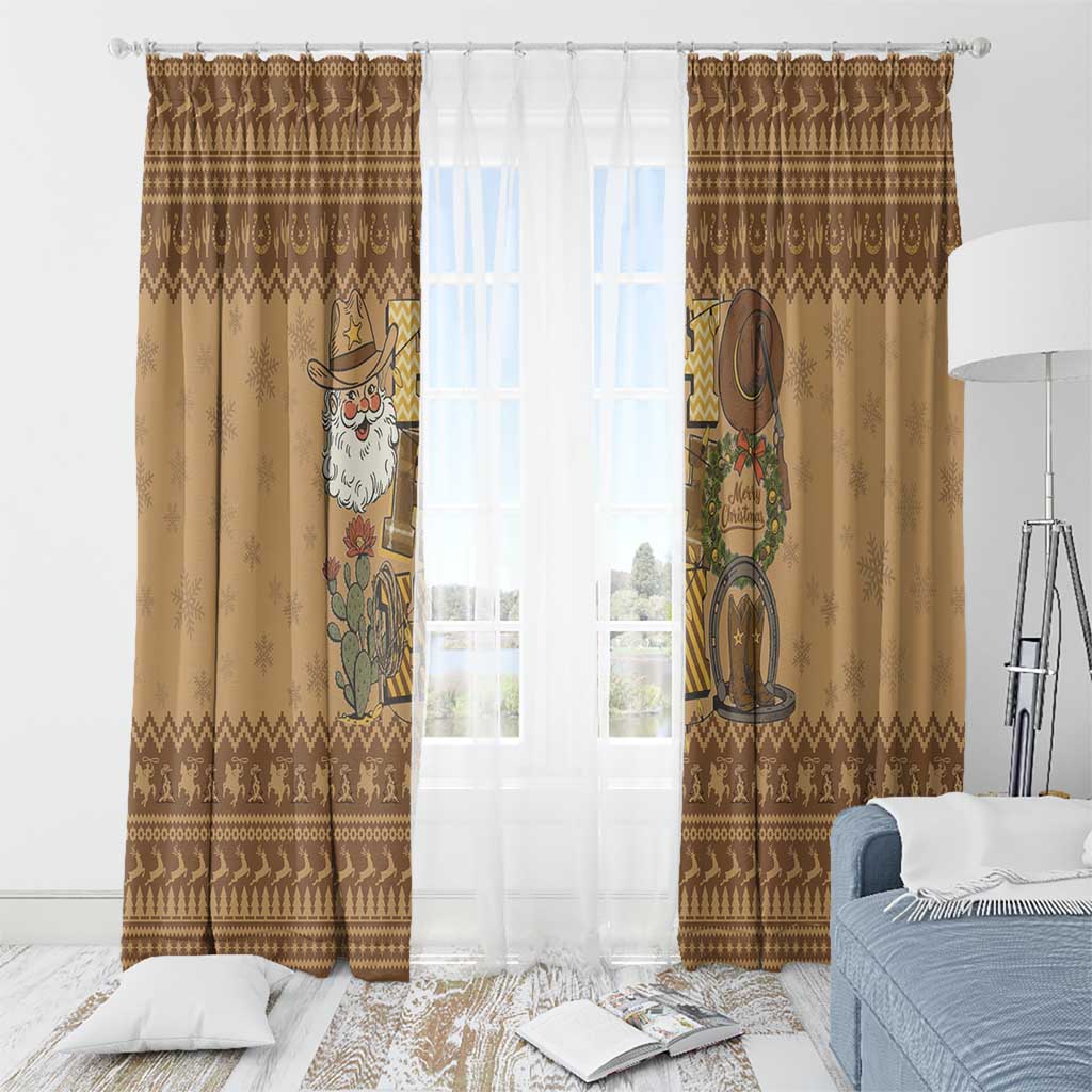 Western Cowboy Christmas Window Curtain Cowboy Santa Ho Ho Ho Retro - Wonder Print Shop