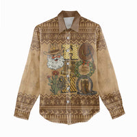 Western Cowboy Christmas Women Casual Shirt Cowboy Santa Ho Ho Ho Retro - Wonder Print Shop