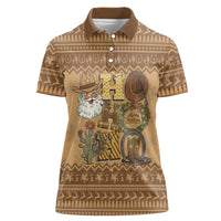 Western Cowboy Christmas Women Polo Shirt Cowboy Santa Ho Ho Ho Retro - Wonder Print Shop