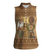 Western Cowboy Christmas Women Sleeveless Polo Shirt Cowboy Santa Ho Ho Ho Retro - Wonder Print Shop