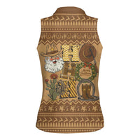 Western Cowboy Christmas Women Sleeveless Polo Shirt Cowboy Santa Ho Ho Ho Retro - Wonder Print Shop