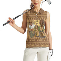 Western Cowboy Christmas Women Sleeveless Polo Shirt Cowboy Santa Ho Ho Ho Retro - Wonder Print Shop