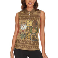 Western Cowboy Christmas Women Sleeveless Polo Shirt Cowboy Santa Ho Ho Ho Retro - Wonder Print Shop