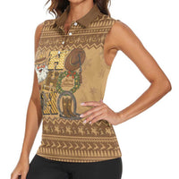 Western Cowboy Christmas Women Sleeveless Polo Shirt Cowboy Santa Ho Ho Ho Retro - Wonder Print Shop