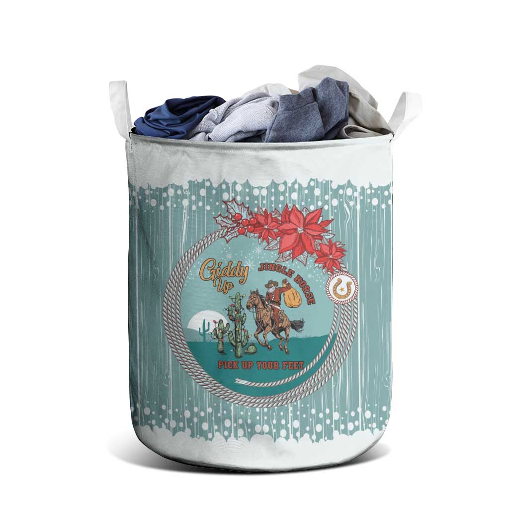 Cowboy Christmas Laundry Basket Giddy Up Jingle Horse Green Version - Wonder Print Shop