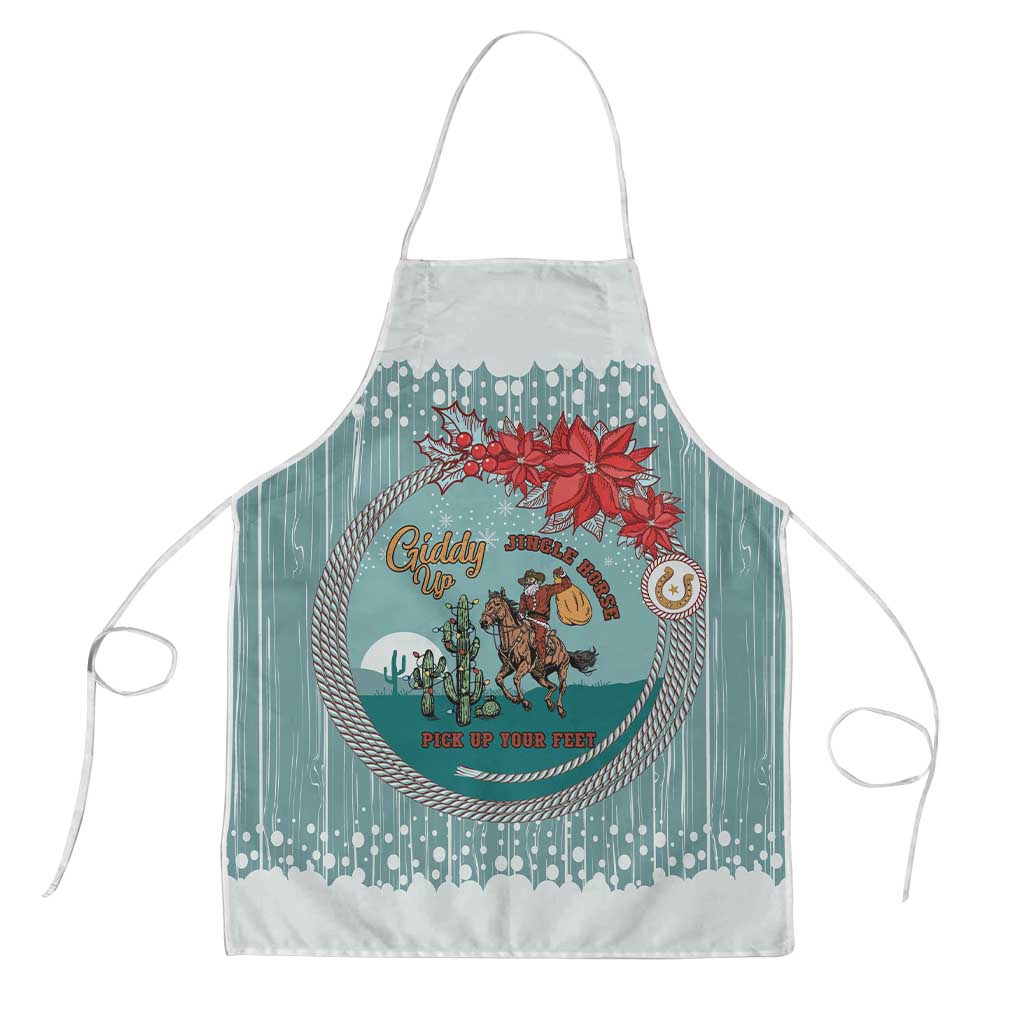 Cowboy Christmas Apron Giddy Up Jingle Horse Green Version - Wonder Print Shop