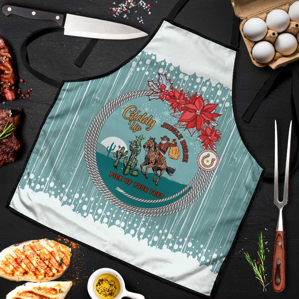 Cowboy Christmas Apron Giddy Up Jingle Horse Green Version - Wonder Print Shop