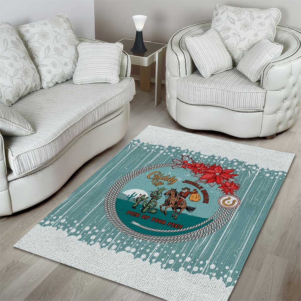 Cowboy Christmas Area Rug Giddy Up Jingle Horse Green Version - Wonder Print Shop
