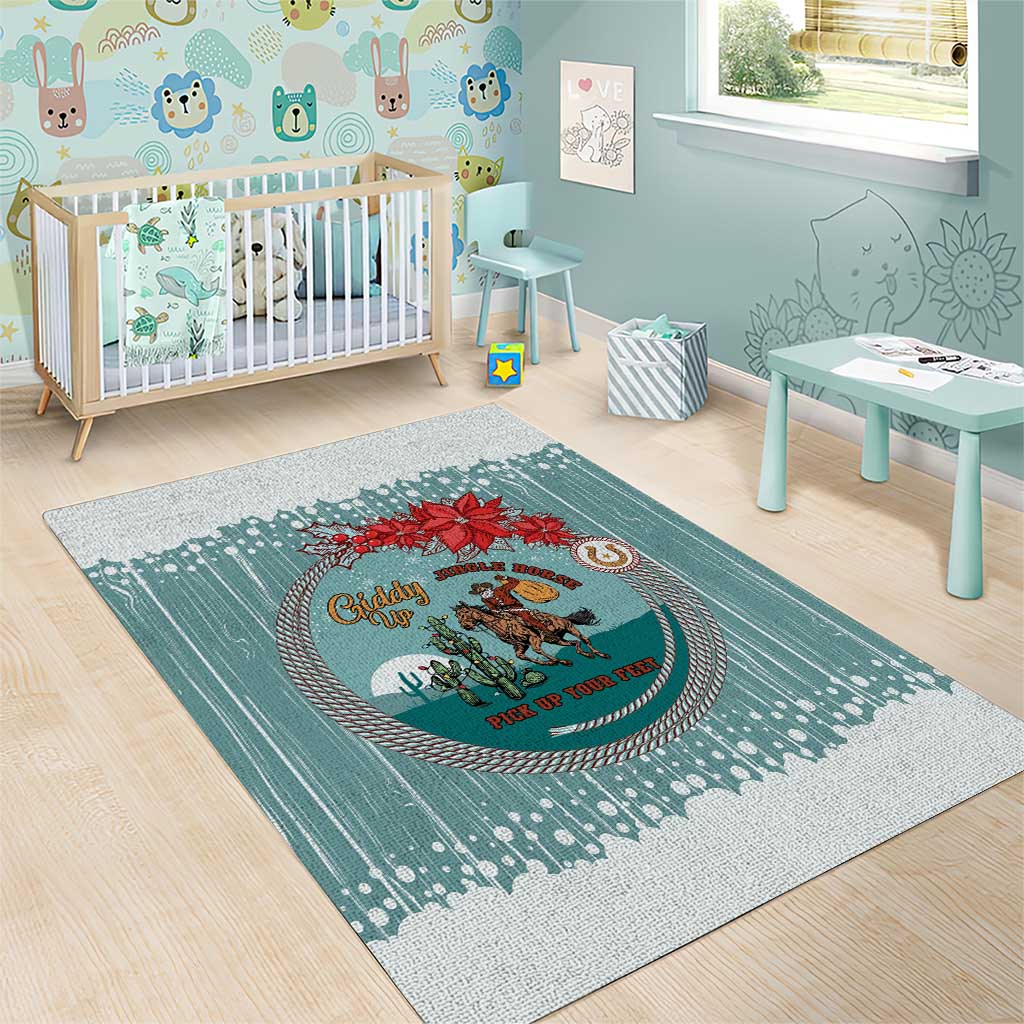 Cowboy Christmas Area Rug Giddy Up Jingle Horse Green Version - Wonder Print Shop