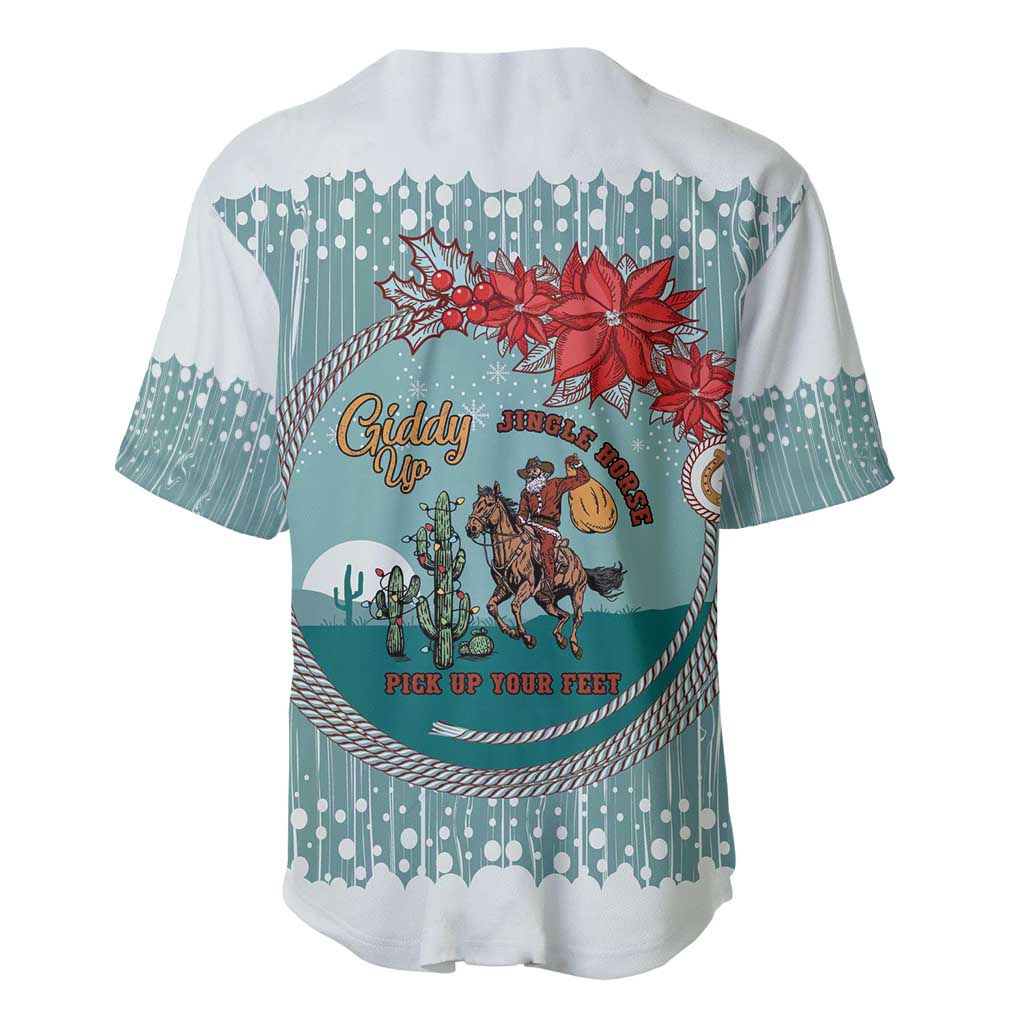 Cowboy Christmas Baseball Jersey Giddy Up Jingle Horse Green Version - Wonder Print Shop