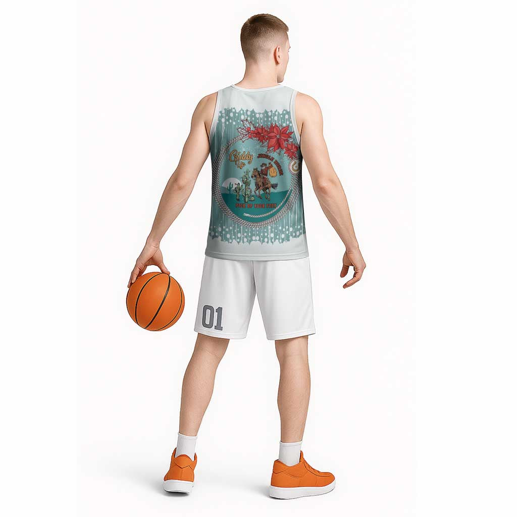 Cowboy Christmas Basketball Jersey Giddy Up Jingle Horse Green Version - Wonder Print Shop