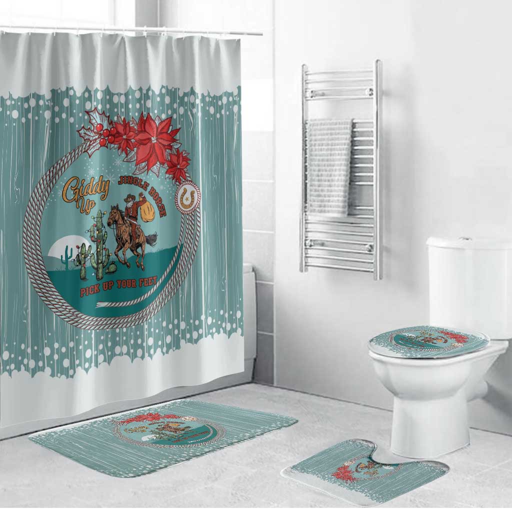 Cowboy Christmas Bathroom Set Giddy Up Jingle Horse Green Version - Wonder Print Shop
