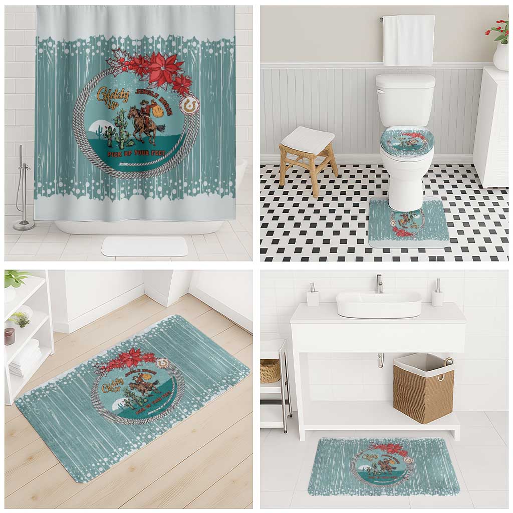 Cowboy Christmas Bathroom Set Giddy Up Jingle Horse Green Version - Wonder Print Shop