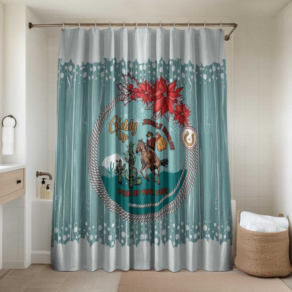 Cowboy Christmas Bathroom Set Giddy Up Jingle Horse Green Version - Wonder Print Shop