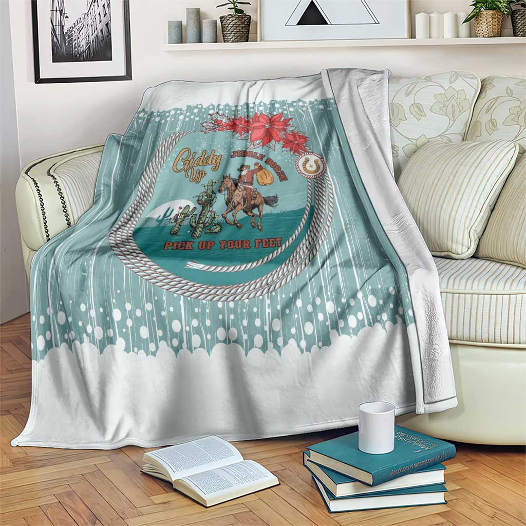 Cowboy Christmas Blanket Giddy Up Jingle Horse Green Version - Wonder Print Shop