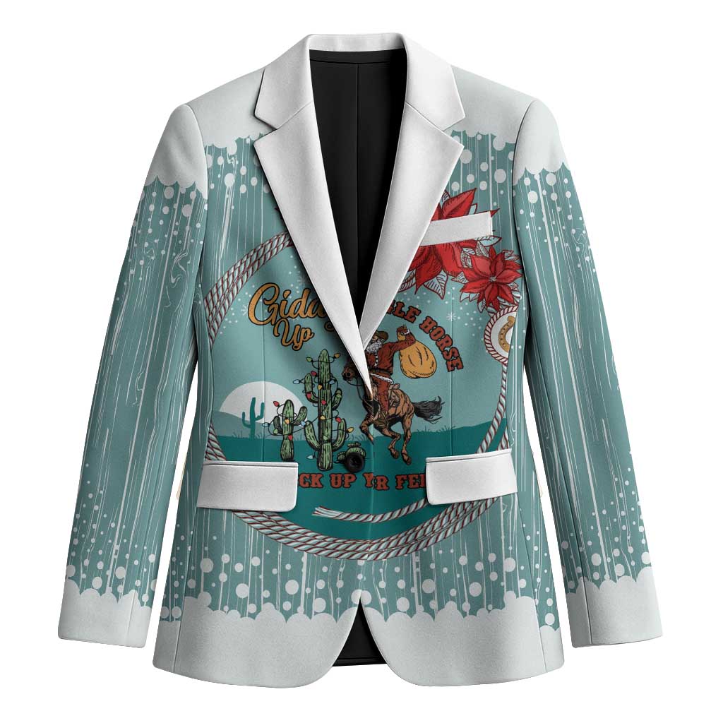 Cowboy Christmas Blazer Giddy Up Jingle Horse Green Version - Wonder Print Shop