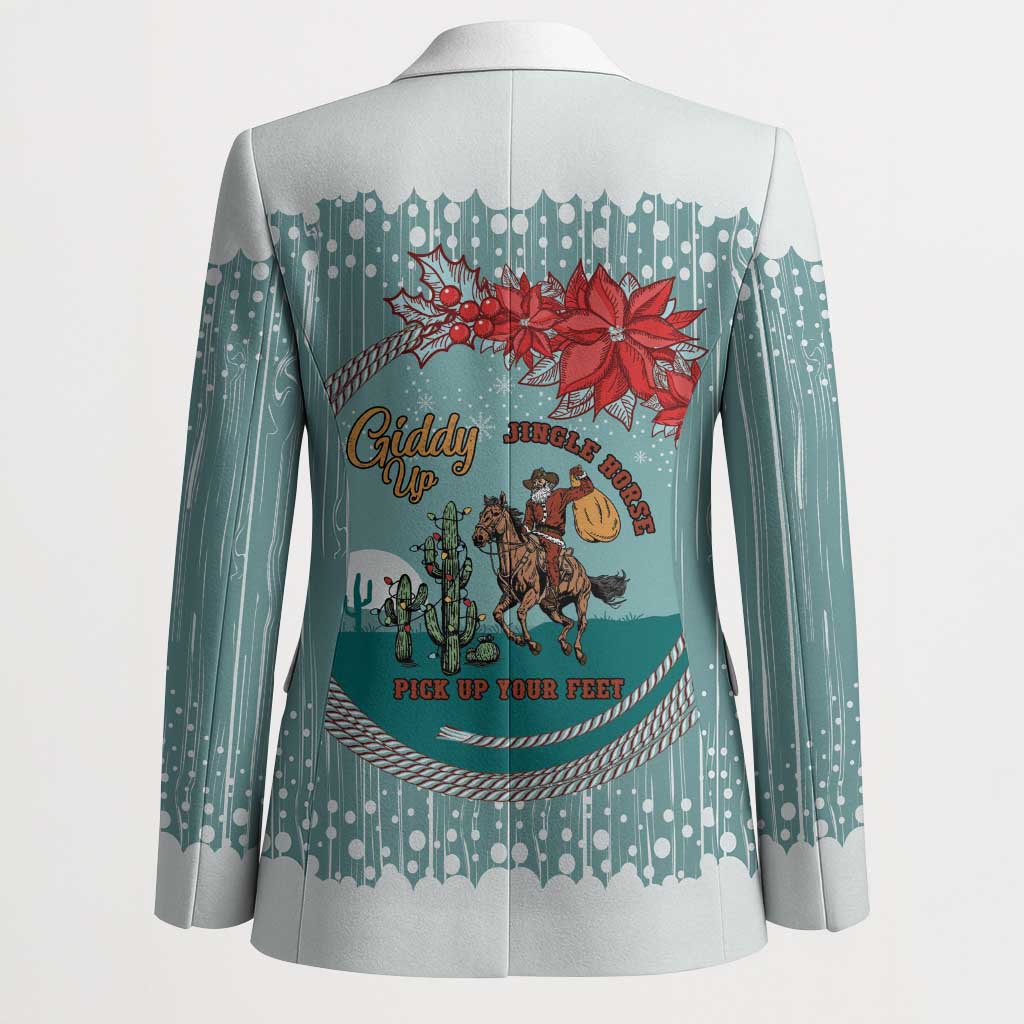 Cowboy Christmas Blazer Giddy Up Jingle Horse Green Version - Wonder Print Shop