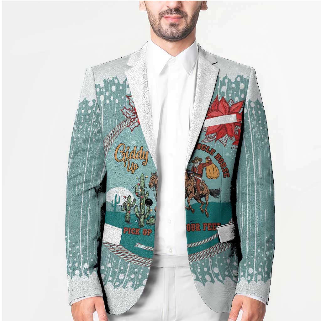 Cowboy Christmas Blazer Giddy Up Jingle Horse Green Version - Wonder Print Shop
