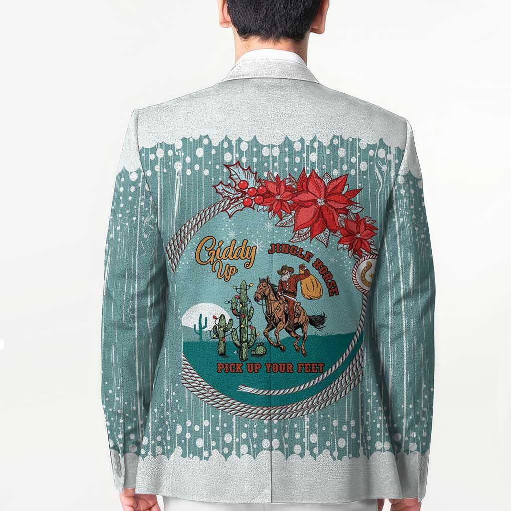 Cowboy Christmas Blazer Giddy Up Jingle Horse Green Version - Wonder Print Shop