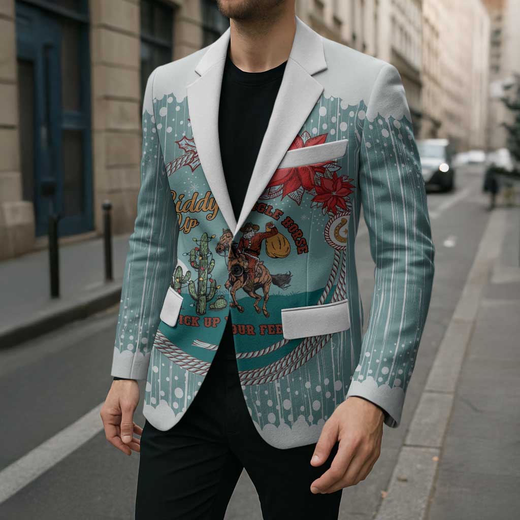 Cowboy Christmas Blazer Giddy Up Jingle Horse Green Version - Wonder Print Shop