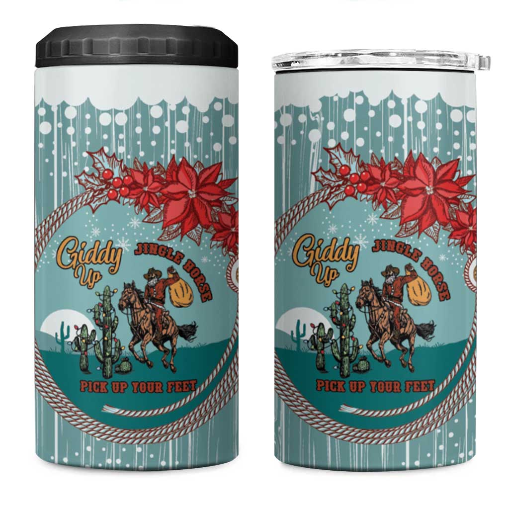 Cowboy Christmas 4 in 1 Can Cooler Tumbler Giddy Up Jingle Horse Green Version - Wonder Print Shop