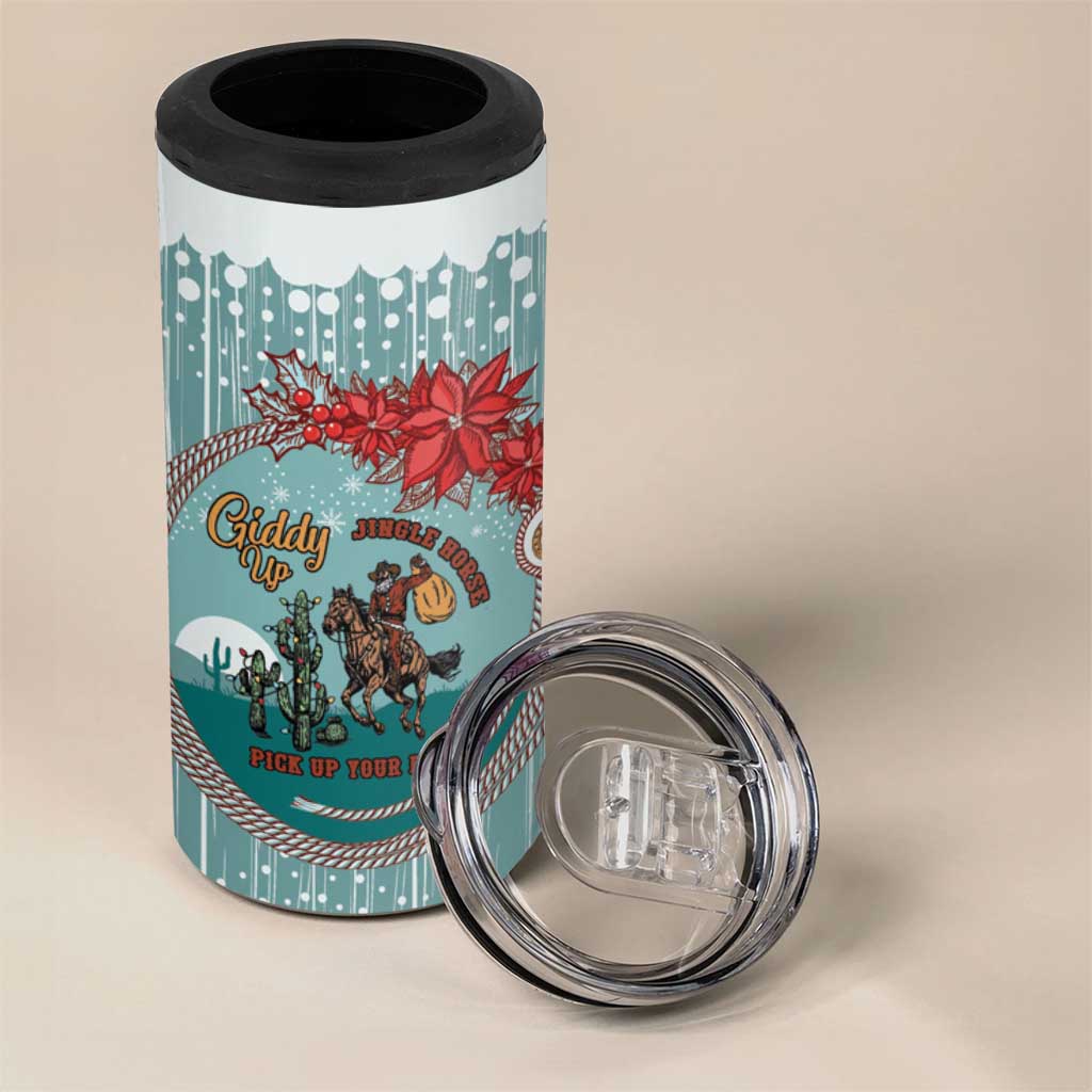Cowboy Christmas 4 in 1 Can Cooler Tumbler Giddy Up Jingle Horse Green Version - Wonder Print Shop