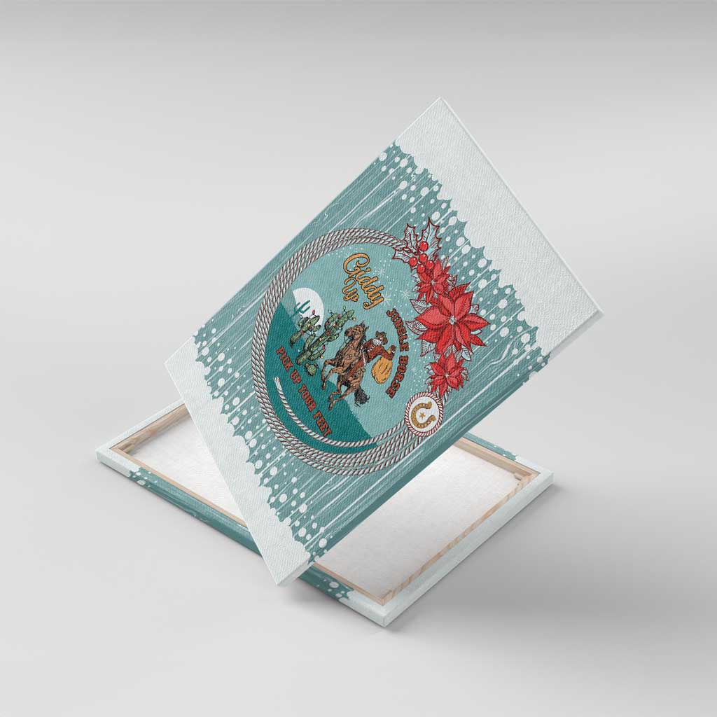 Cowboy Christmas Canvas Wall Art Giddy Up Jingle Horse Green Version - Wonder Print Shop