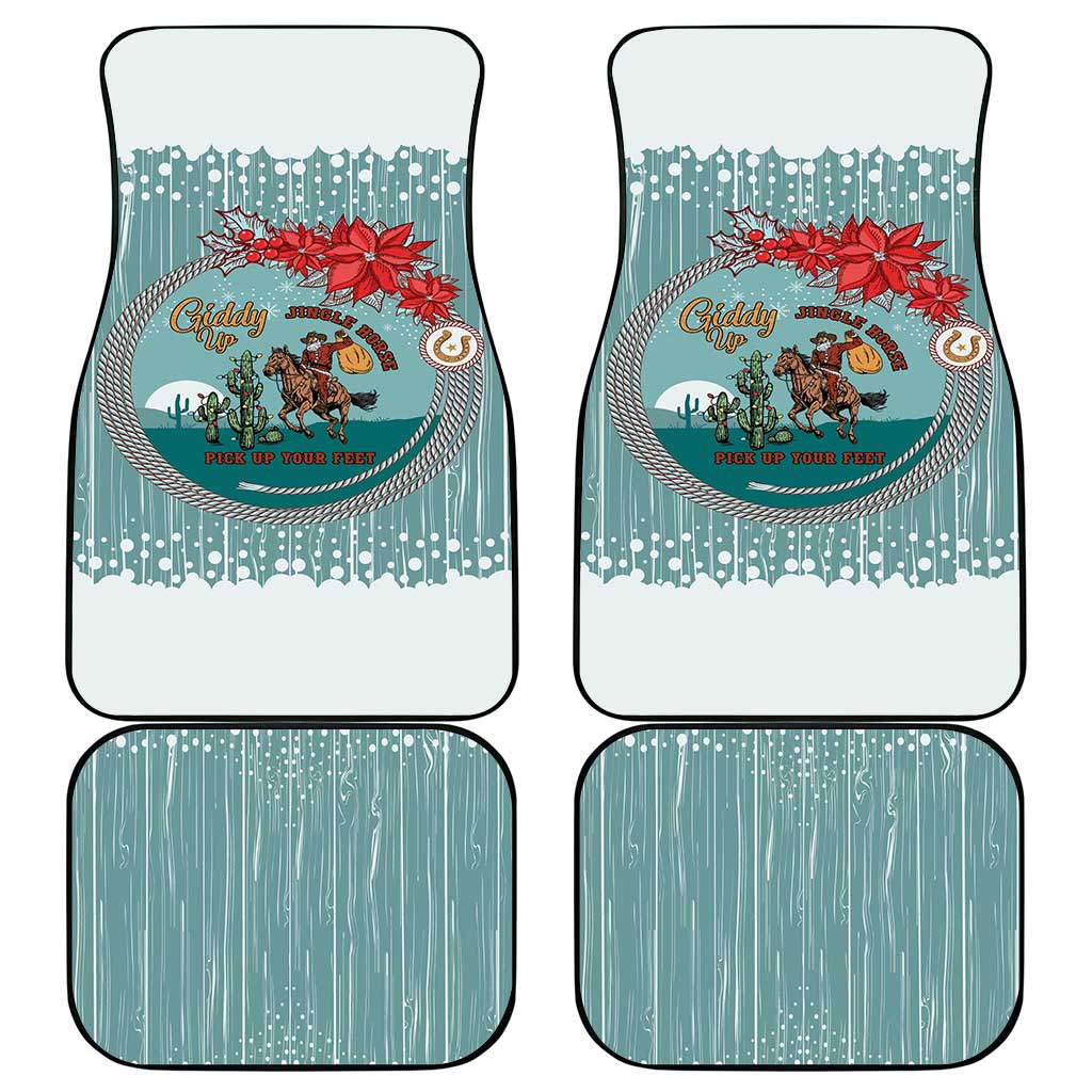 Cowboy Christmas Car Mats Giddy Up Jingle Horse Green Version - Wonder Print Shop