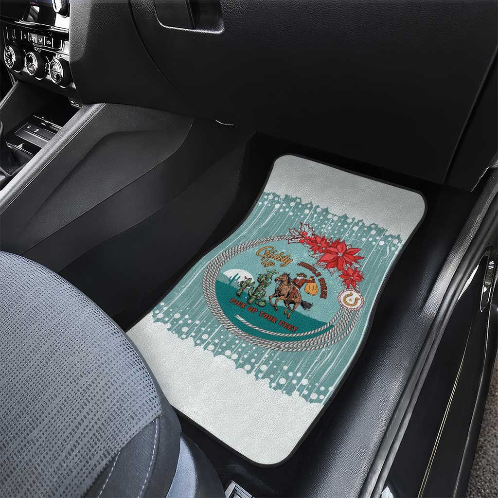 Cowboy Christmas Car Mats Giddy Up Jingle Horse Green Version - Wonder Print Shop