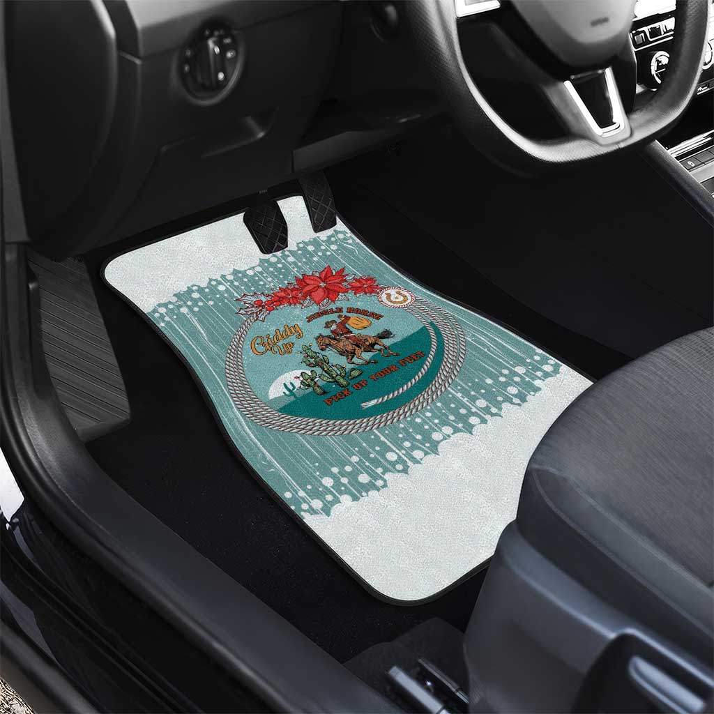 Cowboy Christmas Car Mats Giddy Up Jingle Horse Green Version - Wonder Print Shop