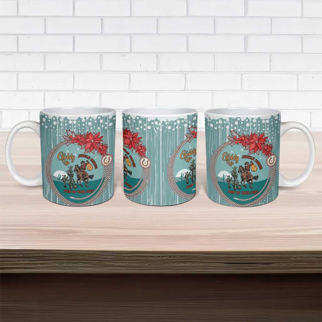 Cowboy Christmas Ceramic Mug Giddy Up Jingle Horse Green Version - Wonder Print Shop