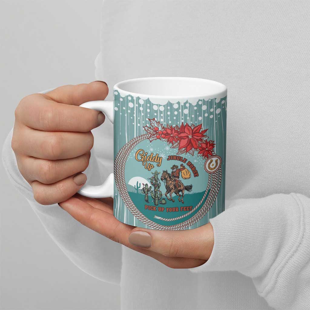 Cowboy Christmas Ceramic Mug Giddy Up Jingle Horse Green Version - Wonder Print Shop