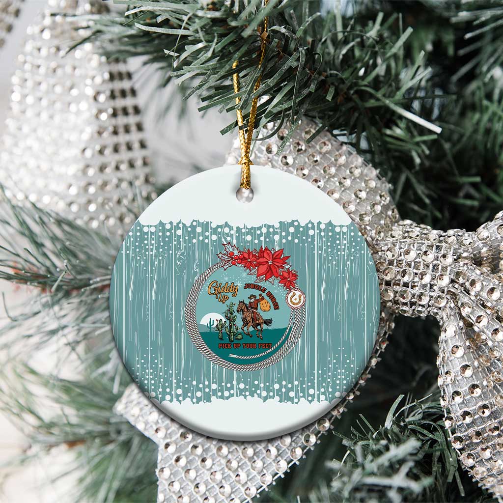 Cowboy Christmas Ceramic Ornament Giddy Up Jingle Horse Green Version - Wonder Print Shop