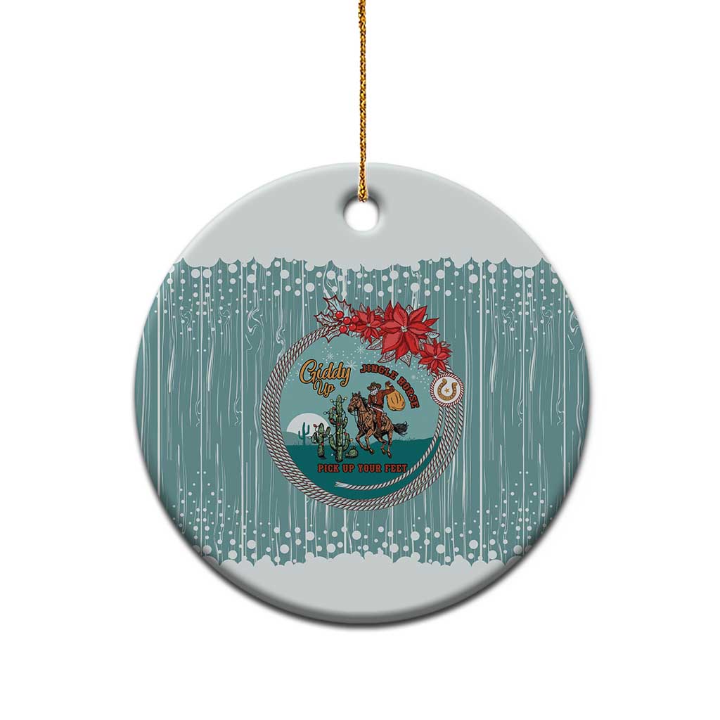 Cowboy Christmas Ceramic Ornament Giddy Up Jingle Horse Green Version - Wonder Print Shop