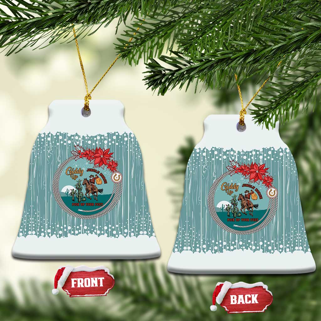 Cowboy Christmas Ceramic Ornament Giddy Up Jingle Horse Green Version - Wonder Print Shop