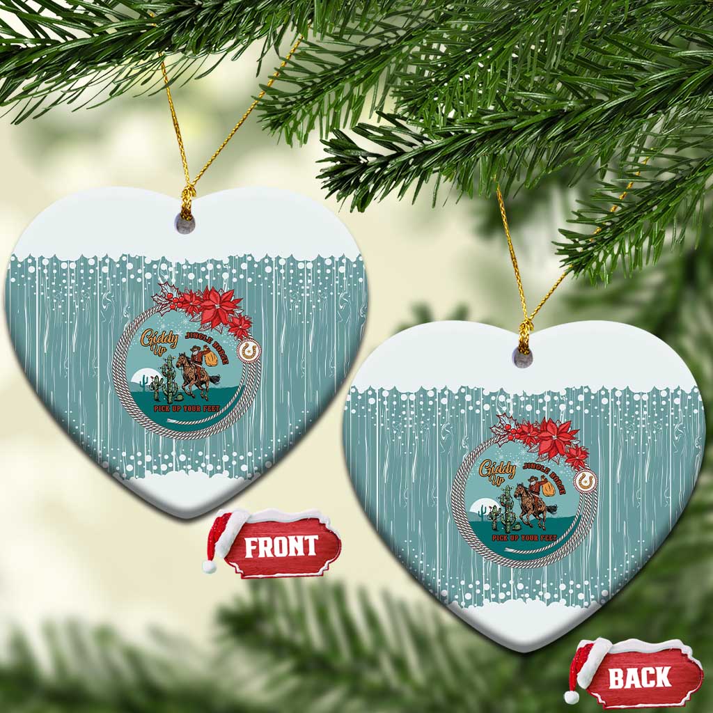 Cowboy Christmas Ceramic Ornament Giddy Up Jingle Horse Green Version - Wonder Print Shop