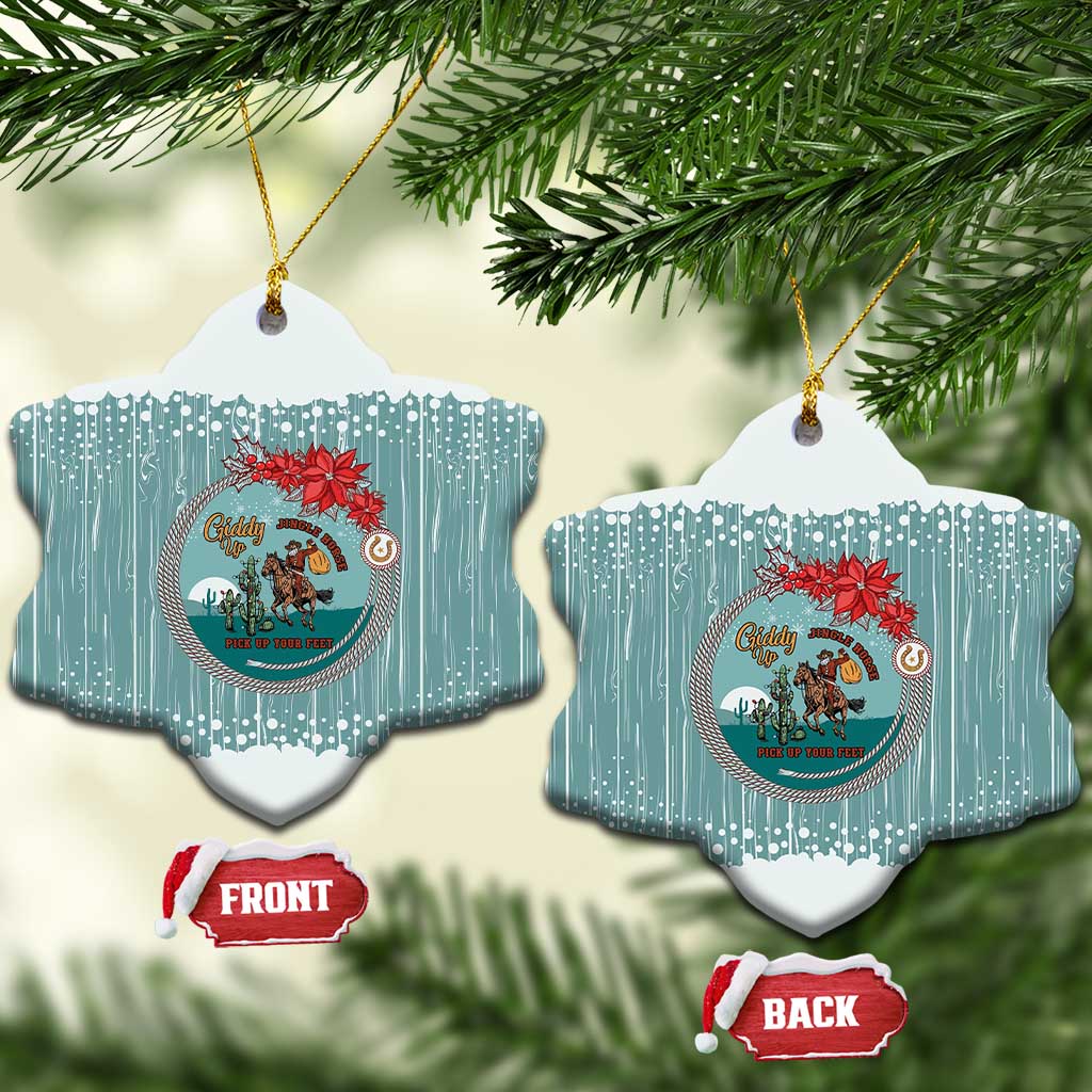 Cowboy Christmas Ceramic Ornament Giddy Up Jingle Horse Green Version - Wonder Print Shop