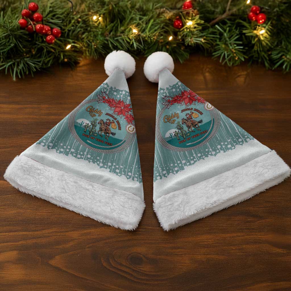 Cowboy Christmas Santa Hat Giddy Up Jingle Horse Green Version - Wonder Print Shop