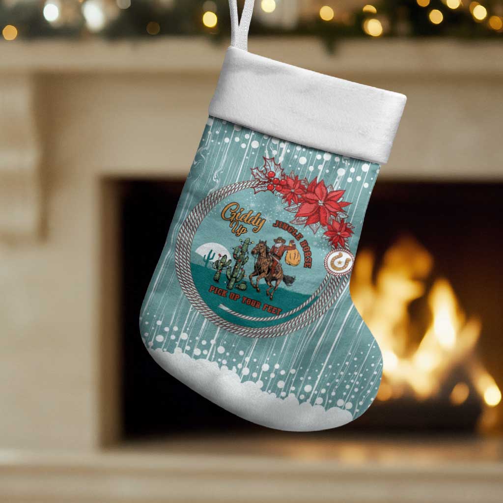 Cowboy Christmas Stocking Giddy Up Jingle Horse Green Version - Wonder Print Shop