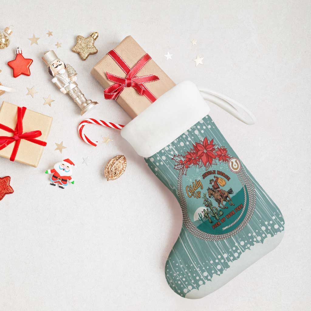 Cowboy Christmas Stocking Giddy Up Jingle Horse Green Version - Wonder Print Shop
