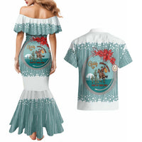 Cowboy Christmas Couples Matching Mermaid Dress and Hawaiian Shirt Giddy Up Jingle Horse Green Version - Wonder Print Shop
