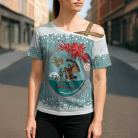 Cowboy Christmas Cross Shoulder Shirt Giddy Up Jingle Horse Green Version - Wonder Print Shop