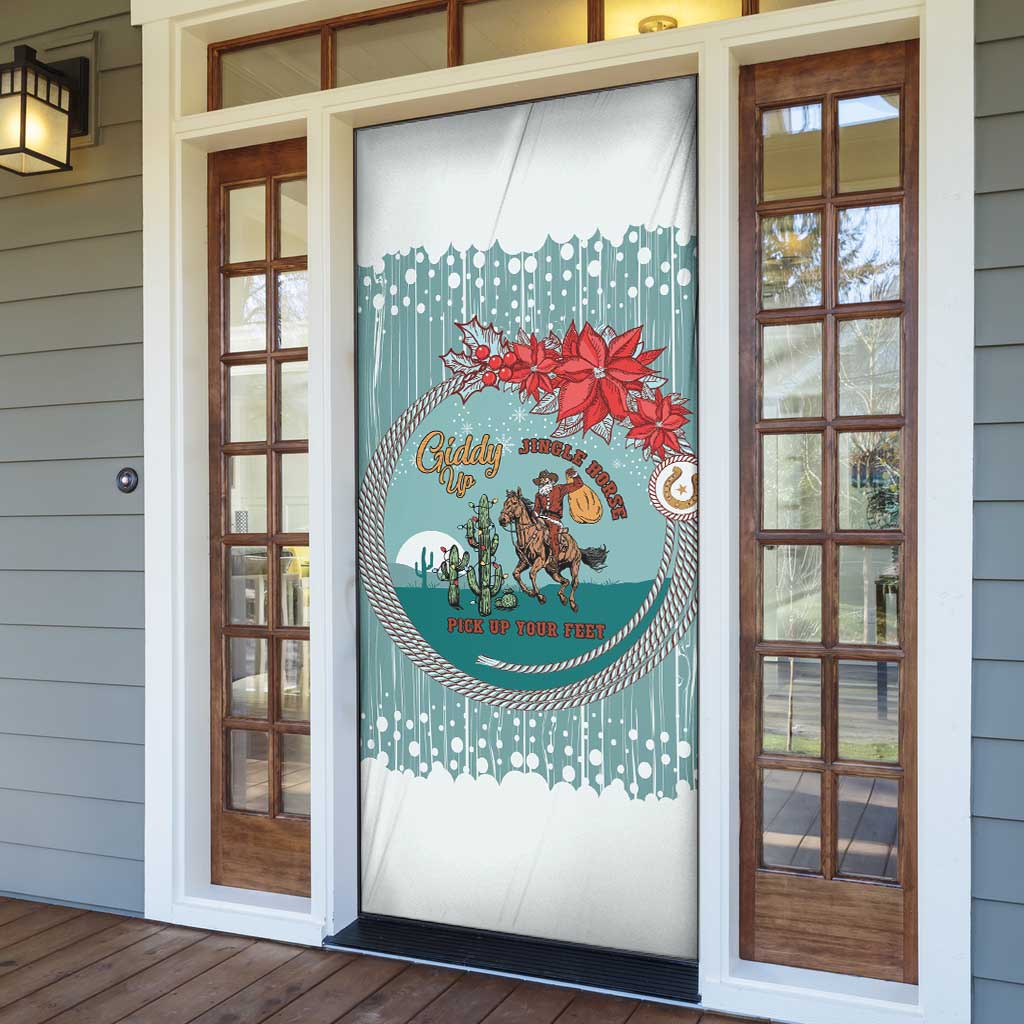 Cowboy Christmas Door Cover Giddy Up Jingle Horse Green Version - Wonder Print Shop