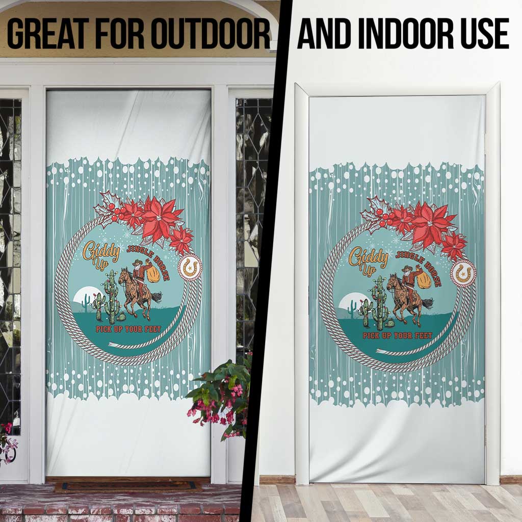 Cowboy Christmas Door Cover Giddy Up Jingle Horse Green Version - Wonder Print Shop