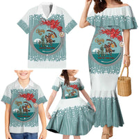 Cowboy Christmas Family Matching Mermaid Dress and Hawaiian Shirt Giddy Up Jingle Horse Green Version - Wonder Print Shop